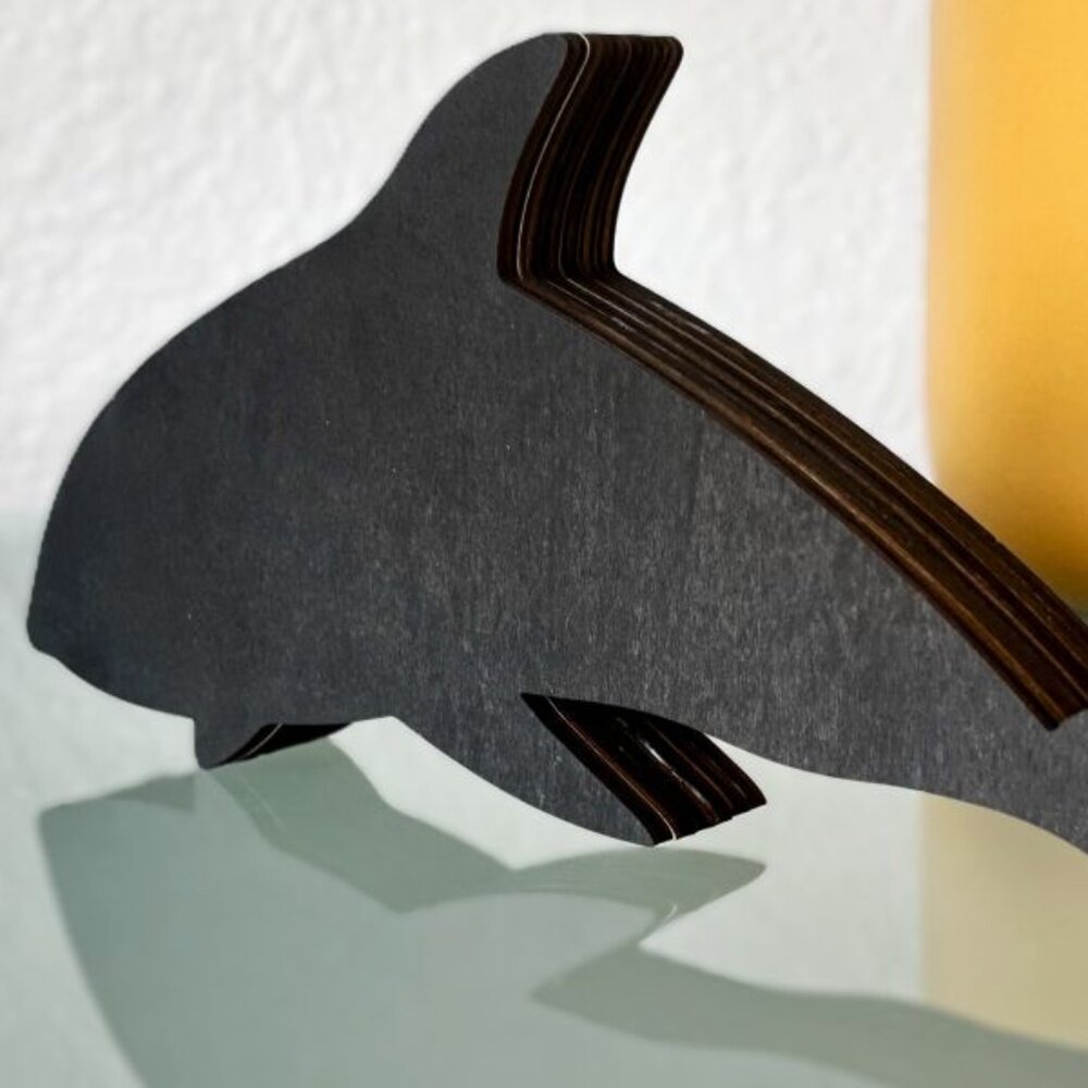 Orca Killer Whale Coastal Ocean Wooden Diorama Sculpture 3D Figure Table Décor - Picture 6 of 7